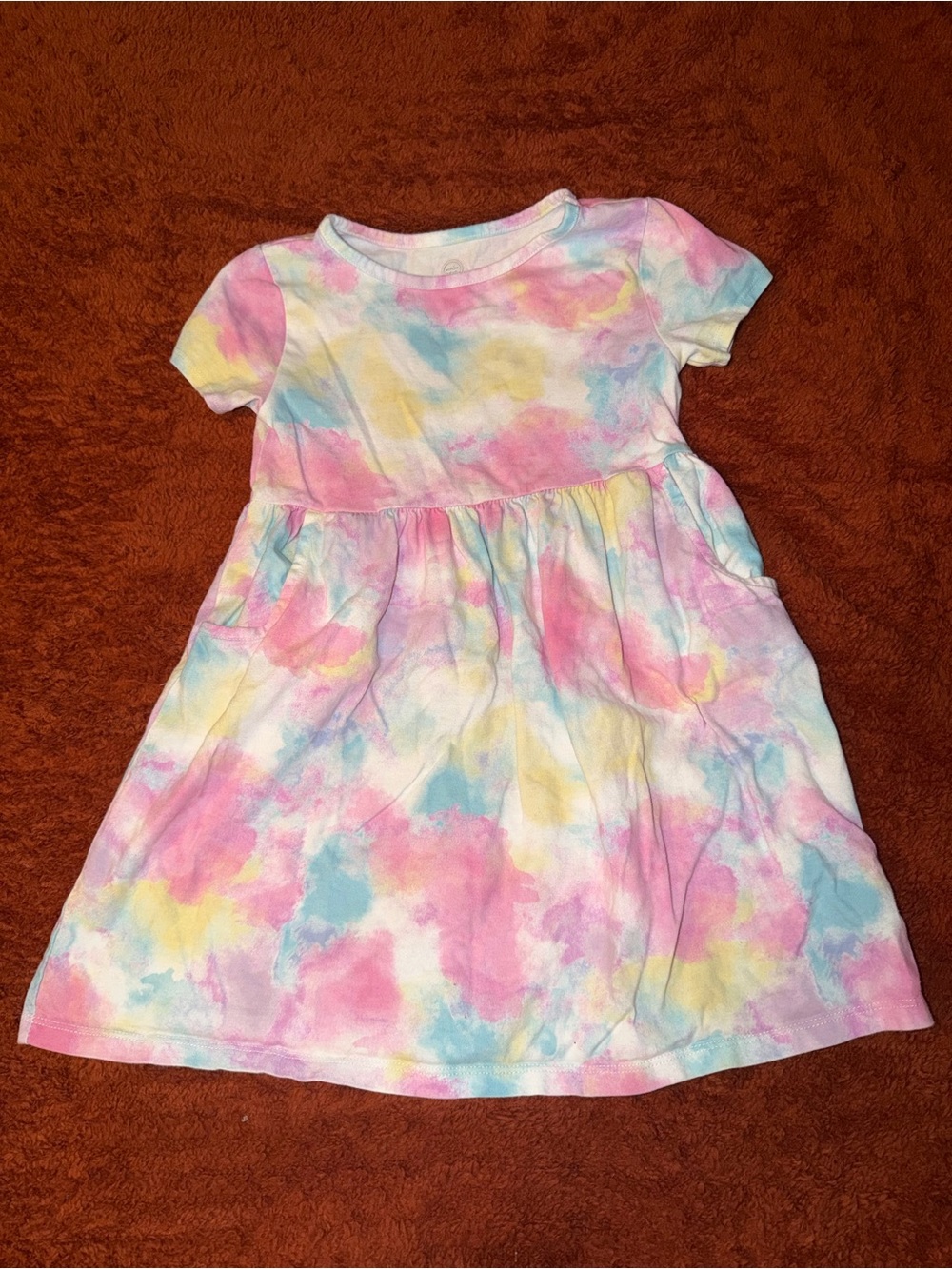 wonder nation Pastel Tie-Dye Short Sleeve Dress in Pink, Blue, Yellow
